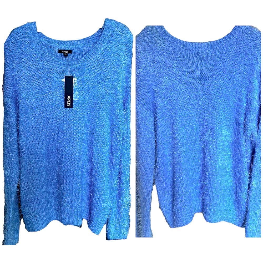 Apt 9 Periwinkle Blue Eyelash Sweater Scoop Neck Super Soft Comfy & Cozy NWT XL